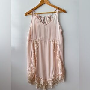 We The‎ Free Lace Dress Flowy Sleeveless Light Pink Slip Dress Size Small